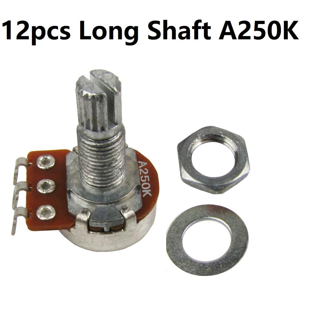 FLEOR 12PCS 18-spline Mini Potentiometers Guitar Pots 500K /250K Long / Short Shaft Choose Electric Guitar Parts