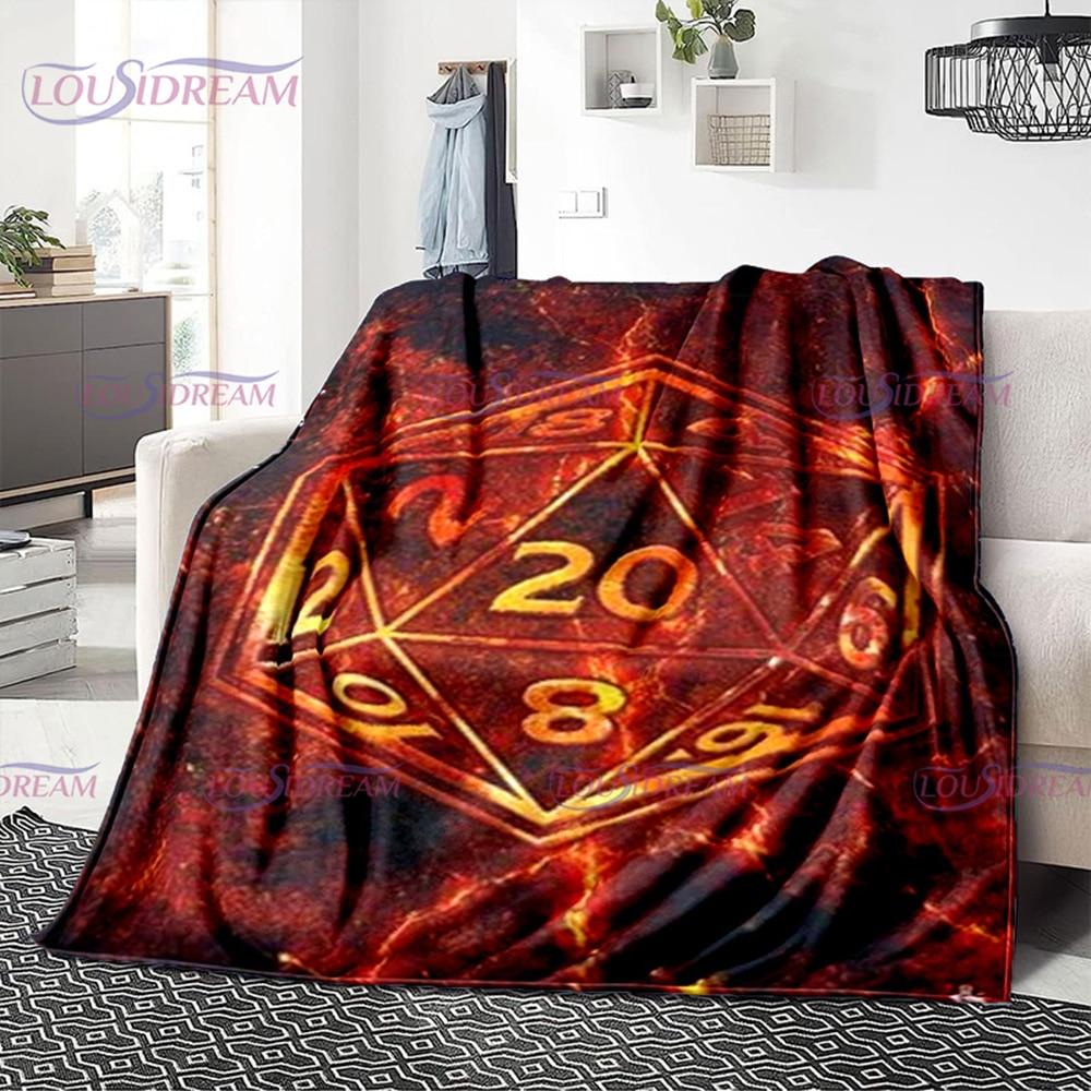 Buntes Geometrie-Muster, Klimaanlage, Flanelldecke, Bürozimmer, warm und bequem, Sofa, D20, Würfel-bedruckte Decke, Geschenk