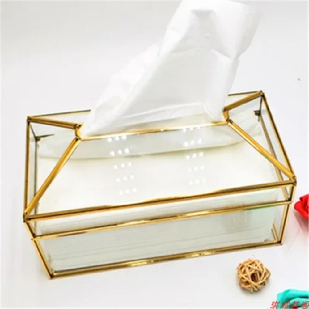 Glas Gold Große Taschentuchbox Papierhandtuchbox Zeichenpapierbox Europäische kreative Serviettenpapier Wohnzimmer Teetisch Dekor