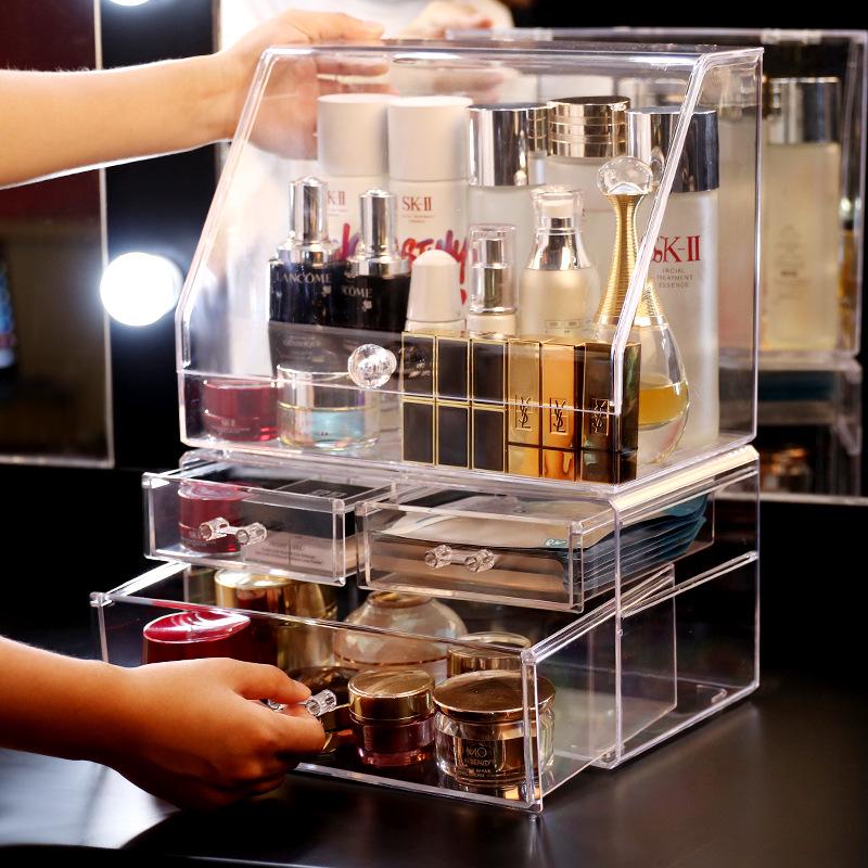 Acrylic Desktop Makeup Storage Drawer - Transparent Dustproof Cabinet