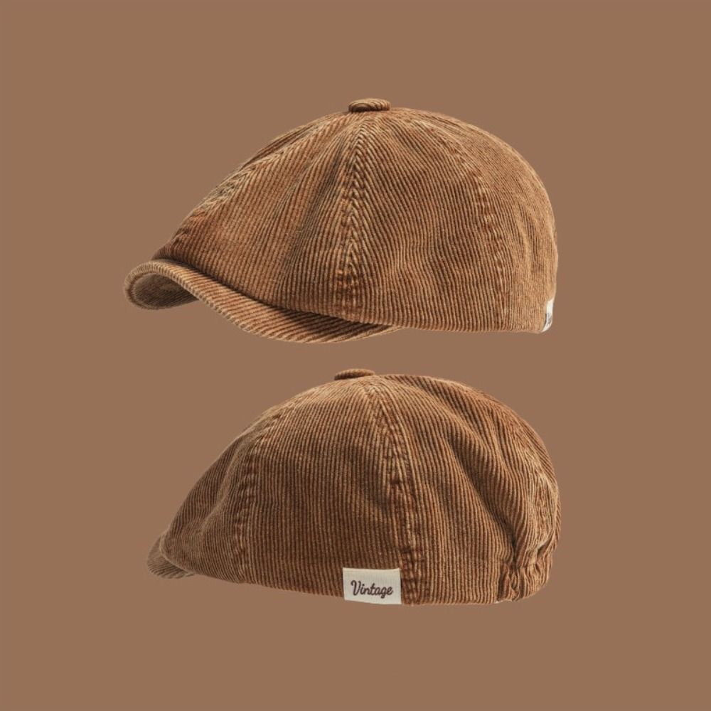 Corduroy Forward Cap Adjustable Octagonal Hat Fashion Newsboy Hats Autumn Winter