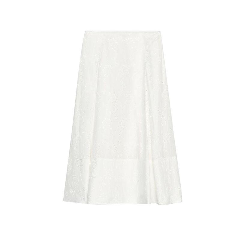 Summer Embroidered Wave-Style Wide Hem Top 4786109 Cotton Mid-Waist Embroidered Poncho Skirt 4786110