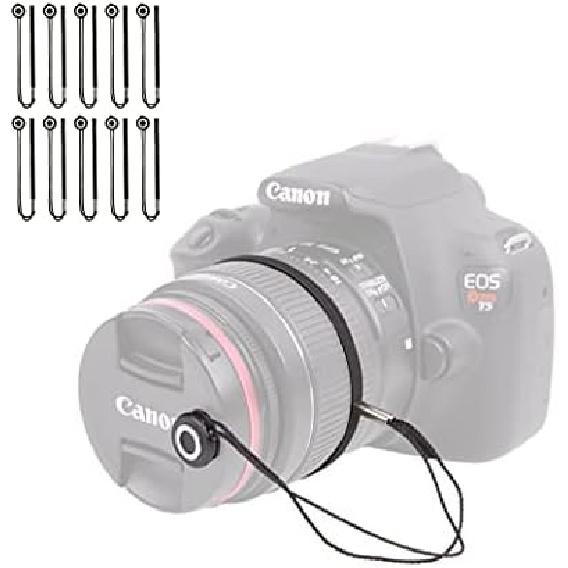 Foto&Tech Camera Lens Cap Leash with Elastic String, Compatible with Universal DSLR SLR Evil Mirrorless Cameras Video (x3) 3 Pack