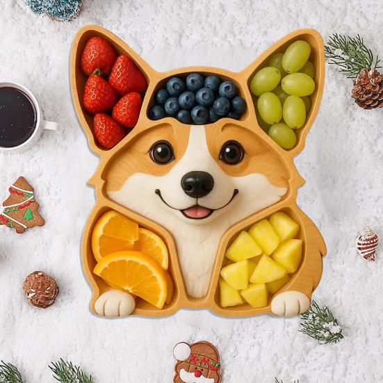 Dog Themed Charcuterie Platter Dog Shape Rustic Cheese Board Wooden Serving Tray for Party Treats Fruits Meats Snacks Housewarming Gift