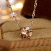 Female Crystal Champagne Zircon Stone Cute Round Pendant Necklace Vintage Gold Color Wedding  For Women