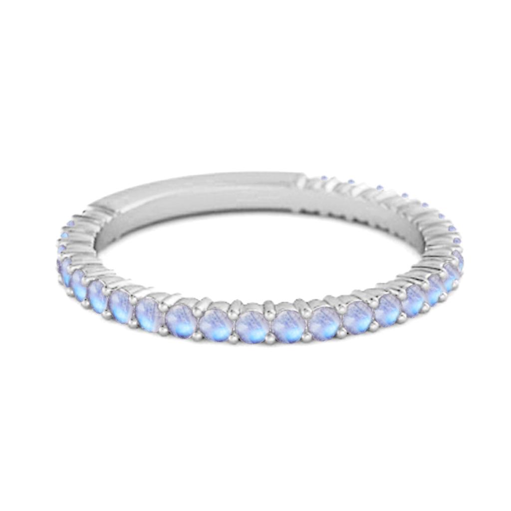 Moonstone Eternity Band Ring - 925 Stelring Silver