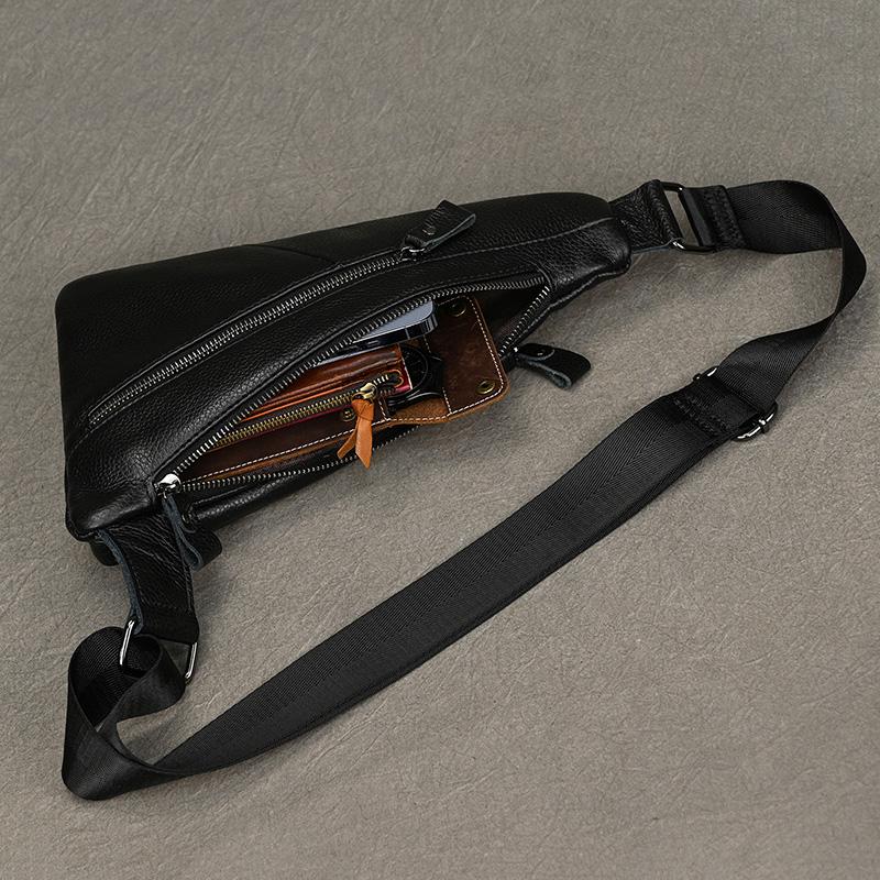 Casual Fashion Men Shoulder Bag Genuine Leather Crossbody Bagpack Bag Outdoor Men's Sling Bags Handmade Male Chest Bag