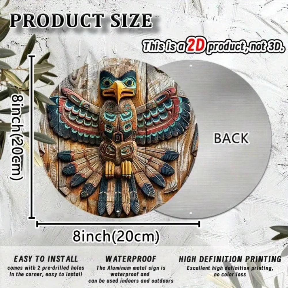 

Totem Pole Metal Wall Art Waterproof Aluminum Sign Home Decor TYA24421-20x20cm різнокольоровий