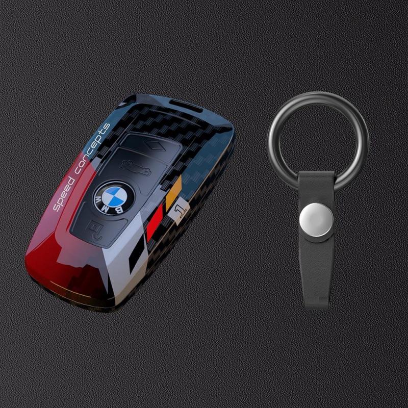 Applicable To BMW 5 Series Key Case New 3 Series Carbon Fiber Texture Key Case 7 Series Blade X5x6 Square X1x3 Shell Buckle