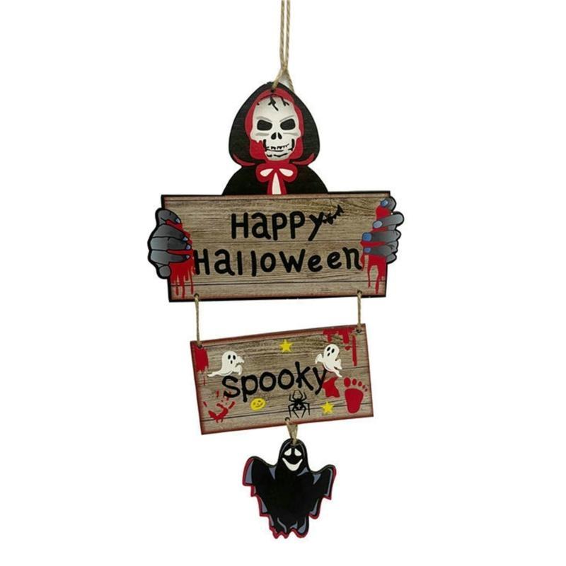 652F Halloween Door Sign Witch Pumpkin Window Door Party Background
