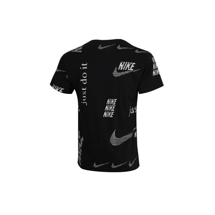 Nike חולצת טי קצרה עם הדפס לוגו לבגדי ספורט לגברים שחורה CW0378-010