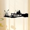 Classic Black Metal Wall Art Fishing Travel Lake View Decor for Baby Room Anniversary Home Hanging