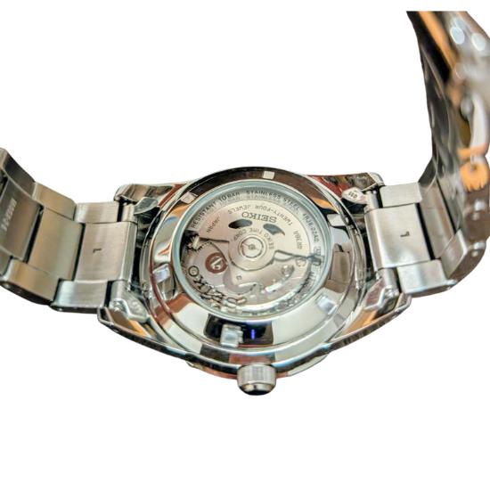 Reloj Seiko SCVE049 Plata Seiko Selection Mecánico Automático Manual Open Heart Resistencia al Agua hasta 10 para Uso Diario Reloj de Hombre, (con Cuerda),