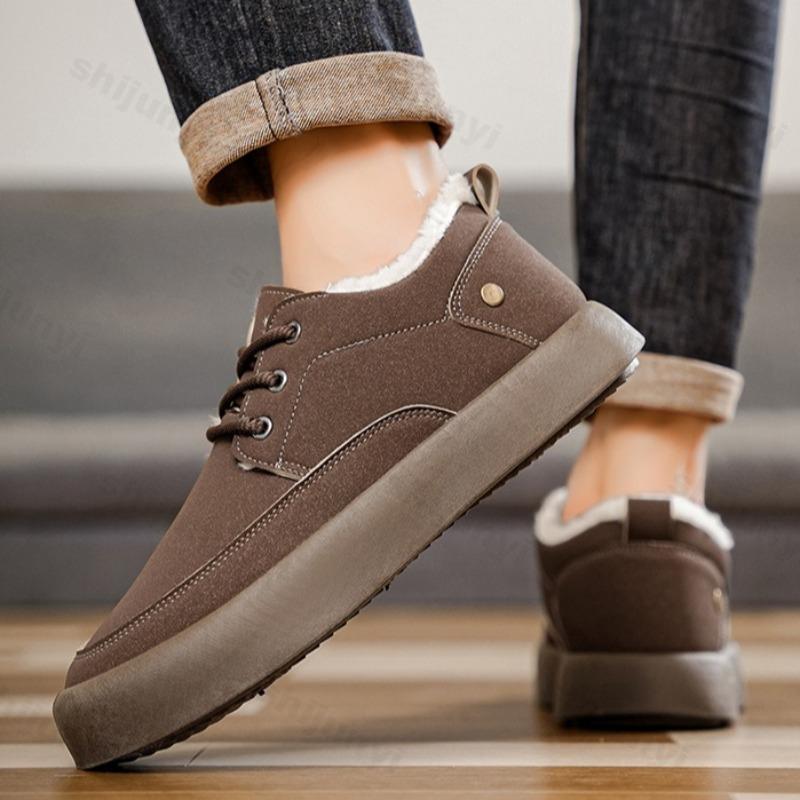 Moda 2025 Inverno Uomo Retro Caldo Casual Medio Alto Casual Scarpa di Cotone Tendenza Moda Versatile Morbido Confortevole Chunky Sneakers di Peluche