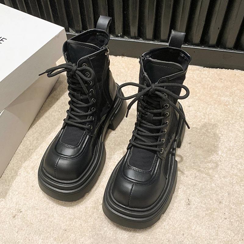 Thick-soled New Short Boots Martin Boots Big Yellow Boots Outdoor British Wind Locomotive Boots Spring and Autumn Mountaineering Women's Canvas