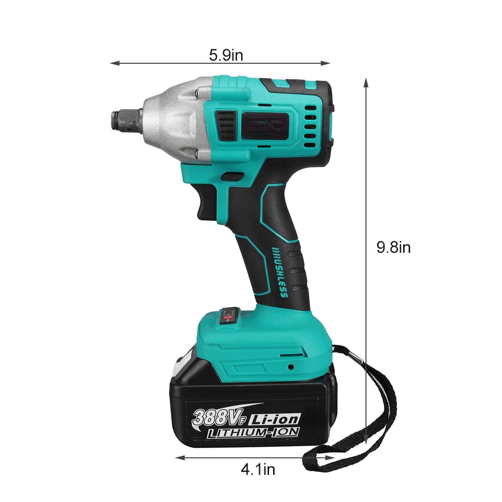 

Бесщеточный аккумуляторный электрический шуруповерт ударный гайковерт 22800 мАч литий-ионный аккумулятор 800 Н.м крутящий момент гаечный ключ электроинструменты синий