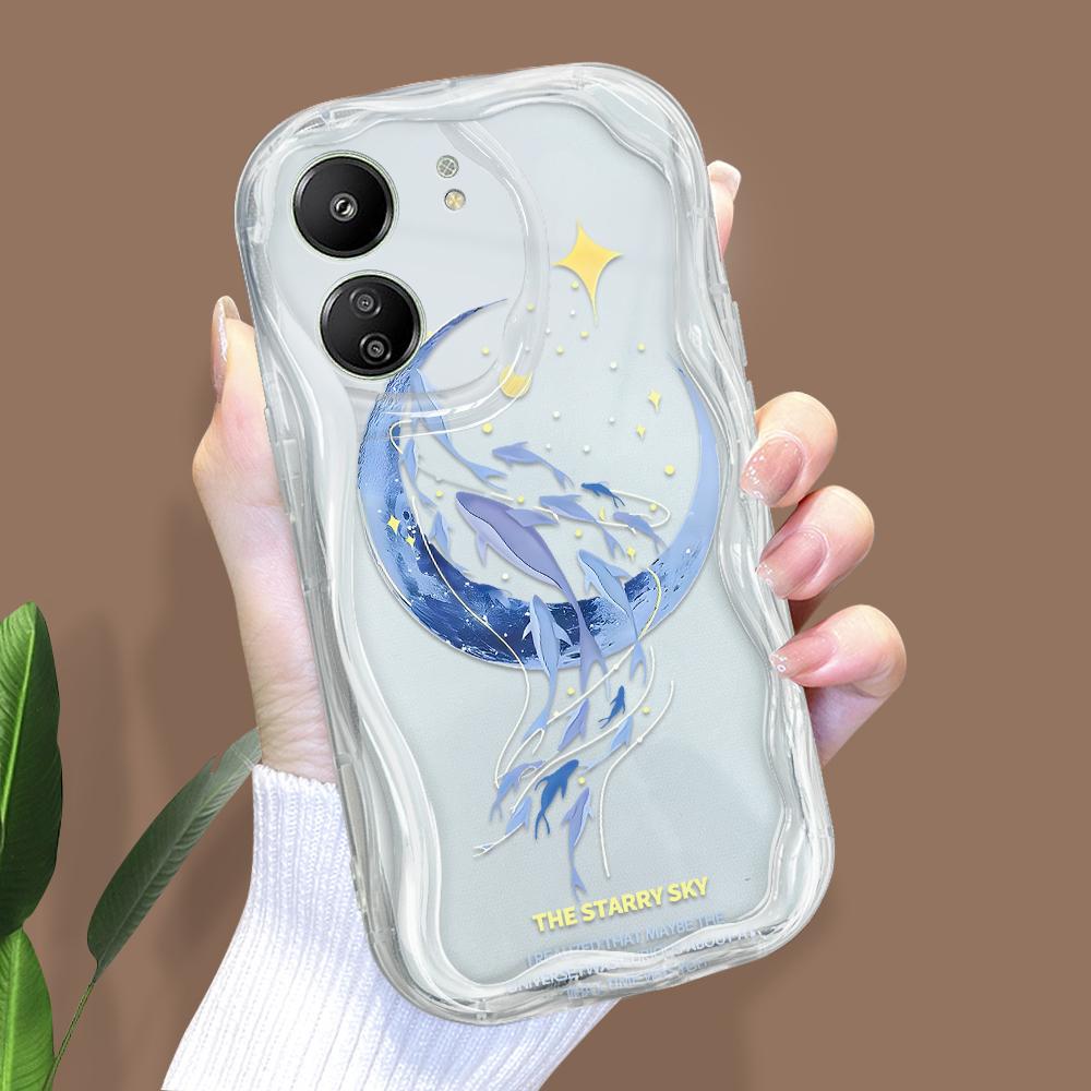 Niedliches Cartoon-Muster Creme Textur Gehäuse Wellenförmiger Rand Weiche Silikonhülle Handyhülle für Xiaomi Redmi