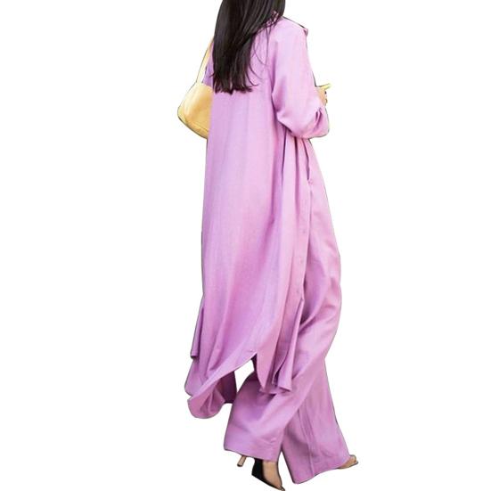 Set 3 Pezzi/Set Top Pantaloni Cappotto Donna Colore Unico Scollo a V Profondo Corto