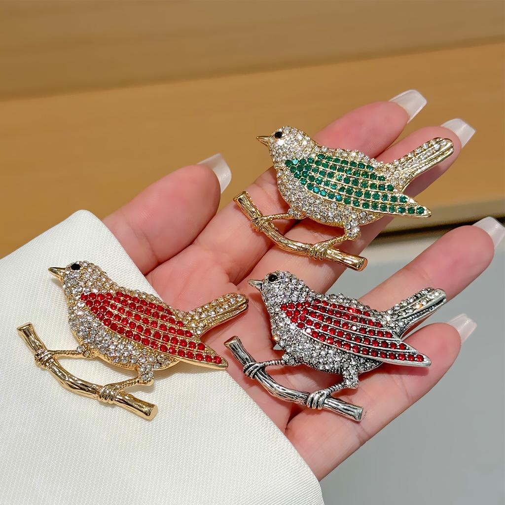 Fashion Bird Branch Brooch Diamond Animal Alloy Jewelry Coat Exquisite Pin Personalized Jewelry