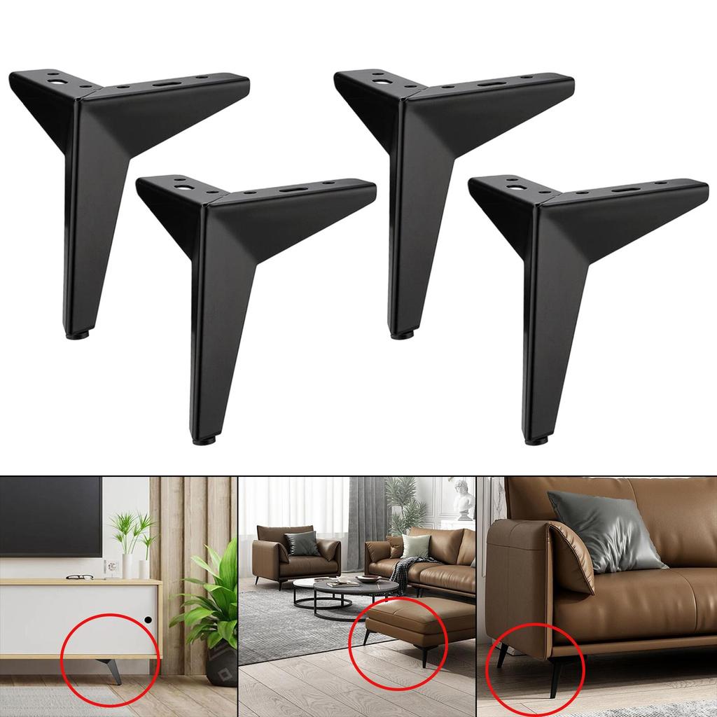 4x Heavy Duty Iron Triangle Furniture Legs Loveseat Couch Leg Modern Style Replacement Legs for Dresser, TV Cupboard, Furniture,