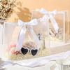 5pcs Clear Plastic Gift Bags with Die Cut Handles Graduation Reusable Flower Gift Bag with Ribbon for Wedding Bridal Shower Birthday Party Business