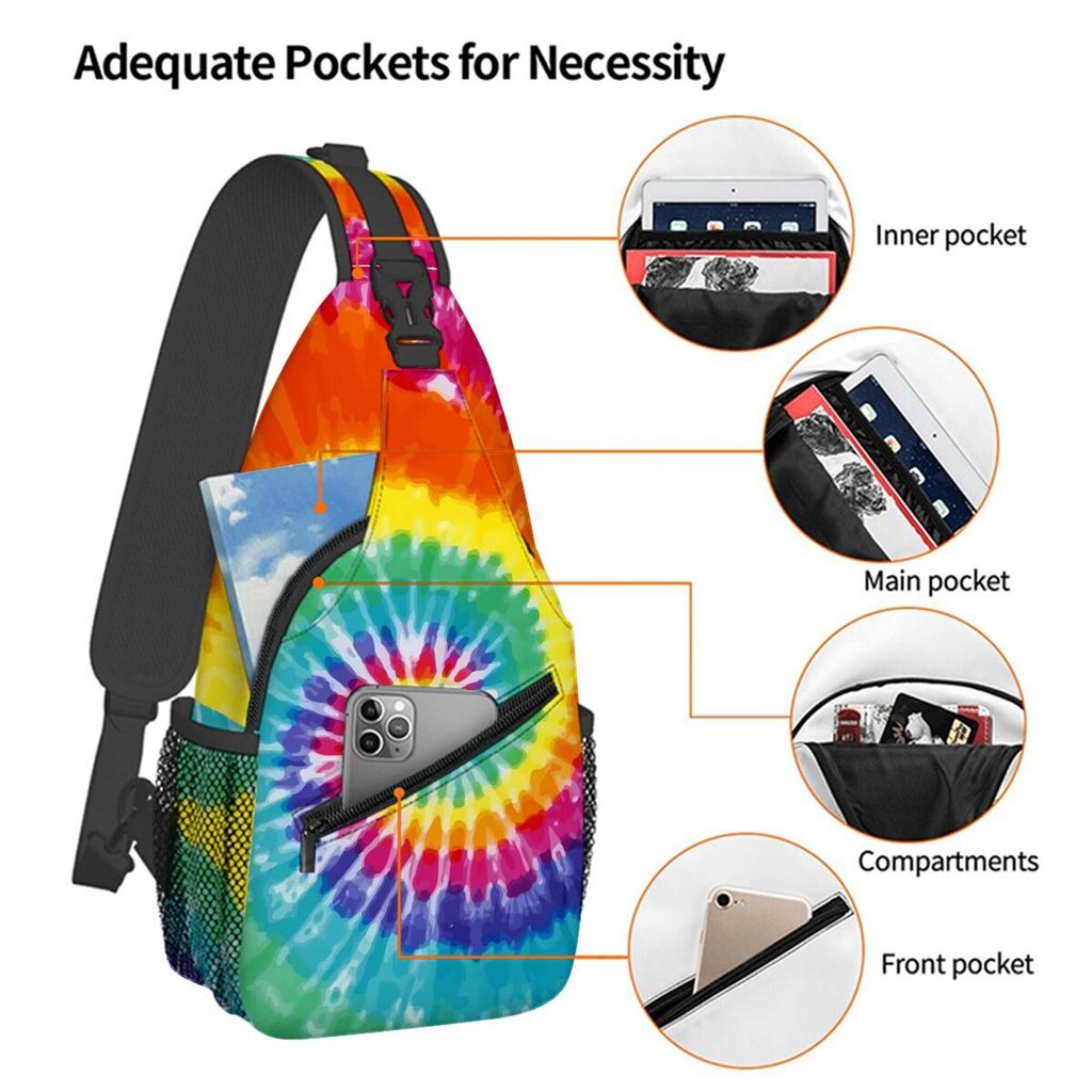 Tie-dye Print Small Chest Bag Men's and Women's Best Gift 2D Cartoon Large Capacity Outdoor Sports Leisure Fashion