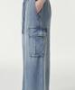 Musinsa Standard Woman Women'S Denim Cargo Elastic Waist Maxi Skirt [Light Indigo]