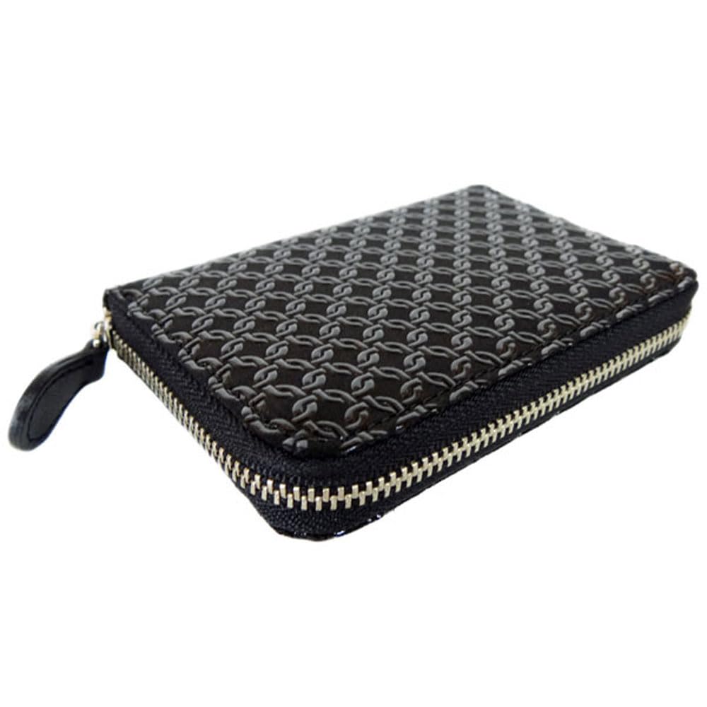 Inden Wallet Zipper Coin Purse 1012 Black Deerskin X Black Lacquer Petite Ring Length X Width 11cm X Thickness 2cm Round Zipper 4 Card Pockets