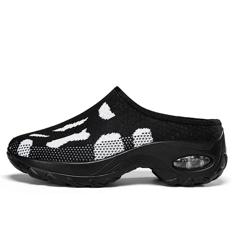 Flying Weave Cushioning Plattorm Walking Sneakers Ladies Non-Slip Size 35-42 Women Summer Half Slippers Breathable Casual Shoes