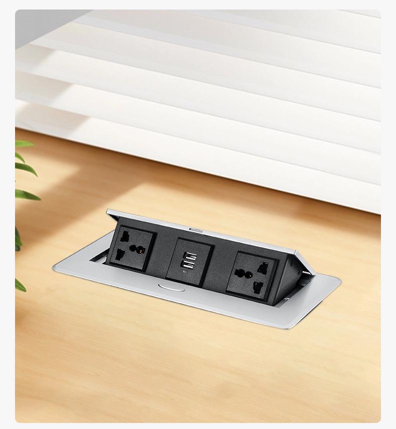 Multifunctional Pop-up Power Socket with USB and Three-Hole Design for Desks