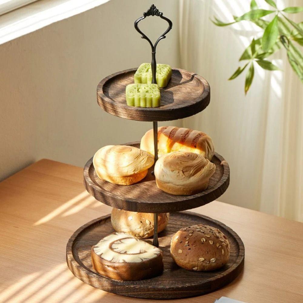 Decorative Wooden Cupcake Stand 2/3-Layer Cake Serving Tray Cupcake Holder Shelf  Dried Fruit