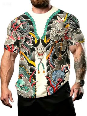 Harajuku Samurai T-shirt Men s 2026 New Fashion Casual Men s T-shirt Short Sleeved Summer Anime 3D Printed Top S