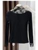 Ruffled Semi-High Neck Lace Base Layer - Fleece-Lined, Thickened, Warm Top for Autumn/Winter