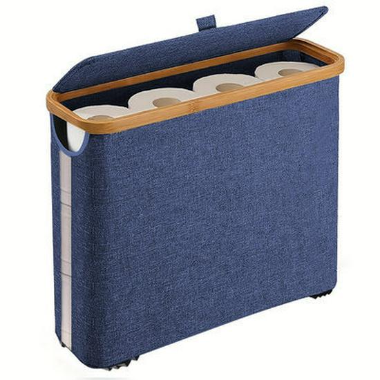 Foldable Bamboo Storage Bin with Lid for Kitchen Recycling