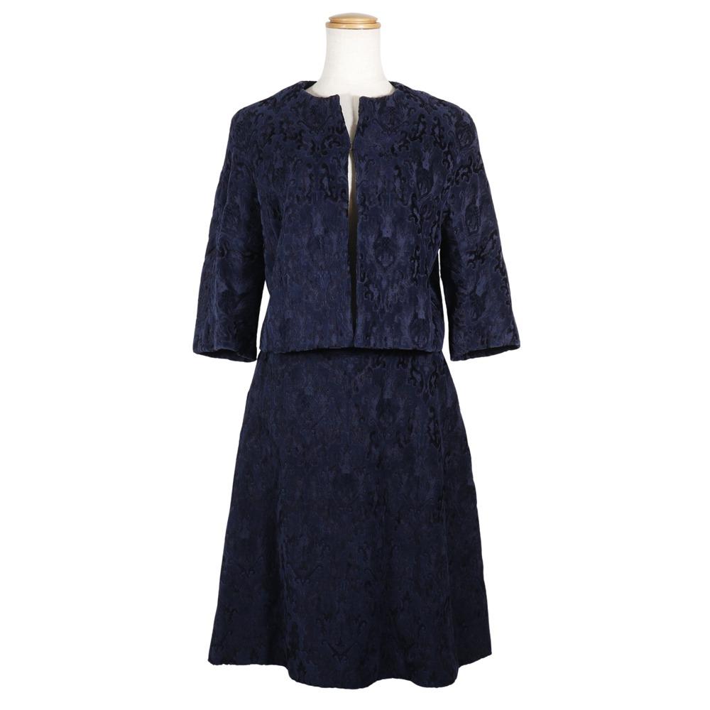 

ANTEPRIMA No-collar jacket and flared skirt suit Navy blue Rayon/cotton Women Used
