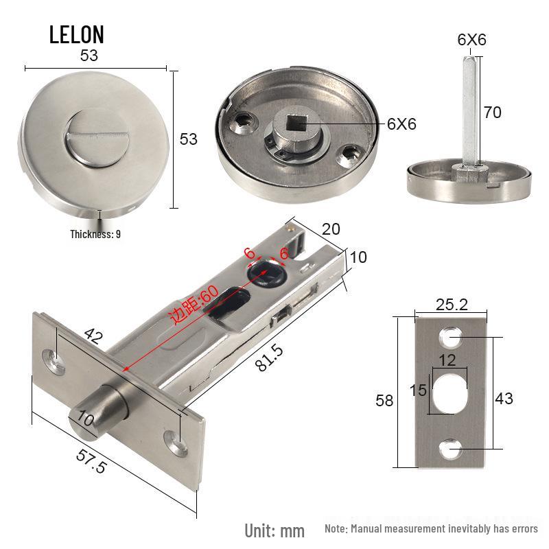 Universal Keyless Bathroom Door Lock Set, Multi-Color Options for Home or Hotel