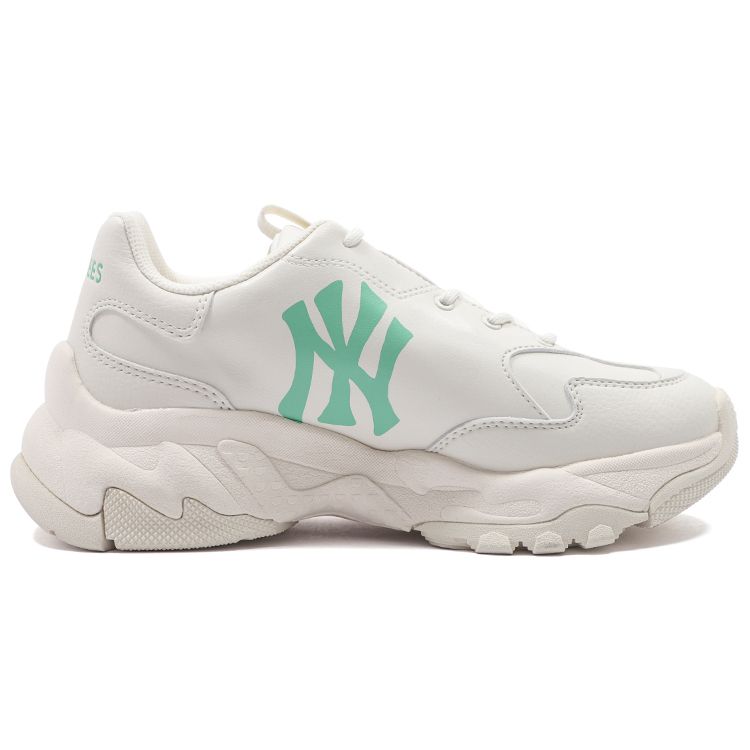 MLB Big Ball Chunky Planet Casual Thick Sole Shock Absorbing Non-Slip Wear-Resistant Low-Top Dad Shoes Unisex Sneaker White Green 3ASHCD32N-50MTL