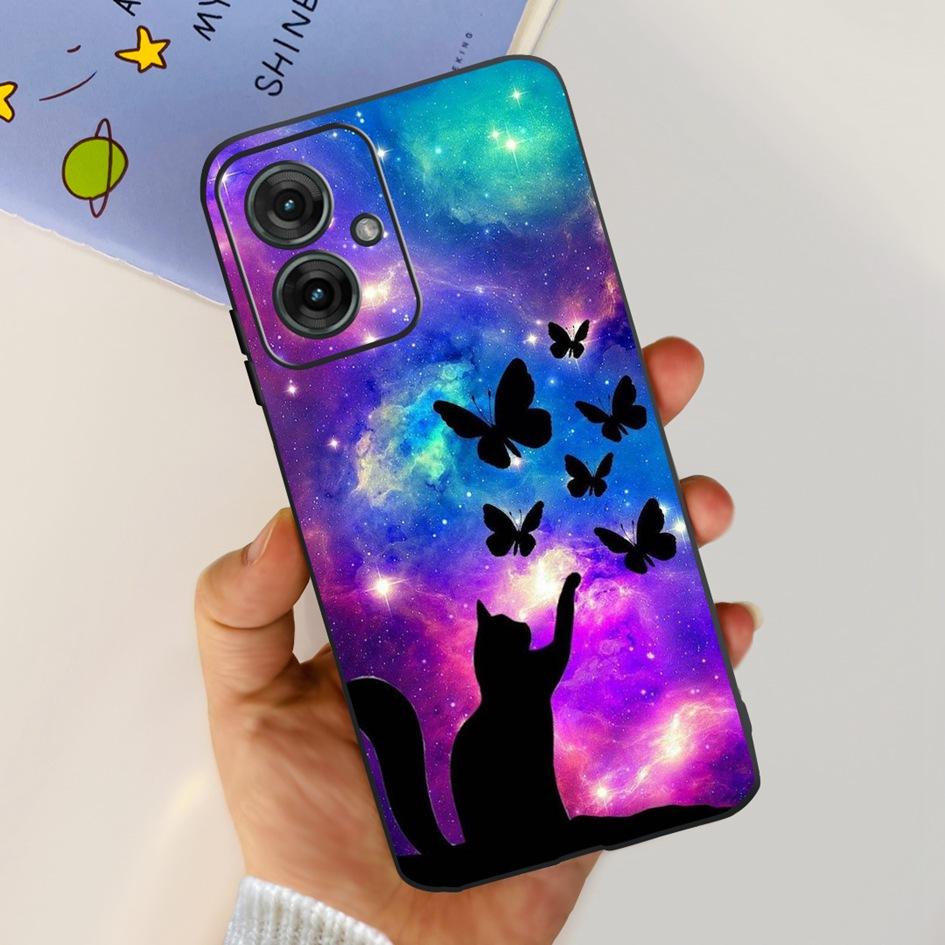 Für Motorola Moto G55 5G Hülle Niedliche Cartoon Katze Tiere Weiches Silikon Stoßfeste TPU Rückseite Handyhülle Für MotoG55 G 55 Funda