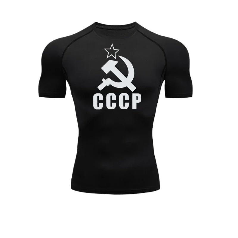 Fashion Tight T-Shirt Sports Men's T-Shirt Compression Rash Gard Round Neck Running High Elasticity Summer Short Sleeve Sweat Absorbing Tight Fit