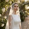 2M Long Bridal Headscarf Lace Edge Muslin Head Covering Elegant Wedding Veil  Cathedral Wedding