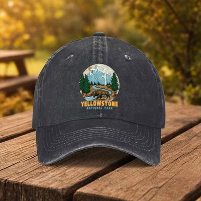 Yellowstone National Park Landscape Print Baseball Cap Unisex Fashion Duckbill Hat Suitable for Outdoor Sports Fitness Travel