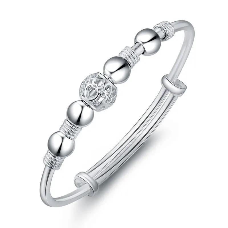 Bracciali Trendy in Argento 925 Braccialetto Charms Carini Aperti per Donne Gioielli di Moda Regolabile Dimensioni Bracciale Manicotto Festa di Matrimonio