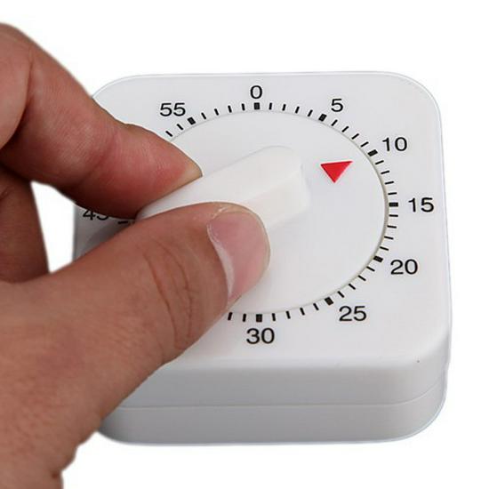 60-minuters mekanisk uppdragbar timer för studier & matlagning