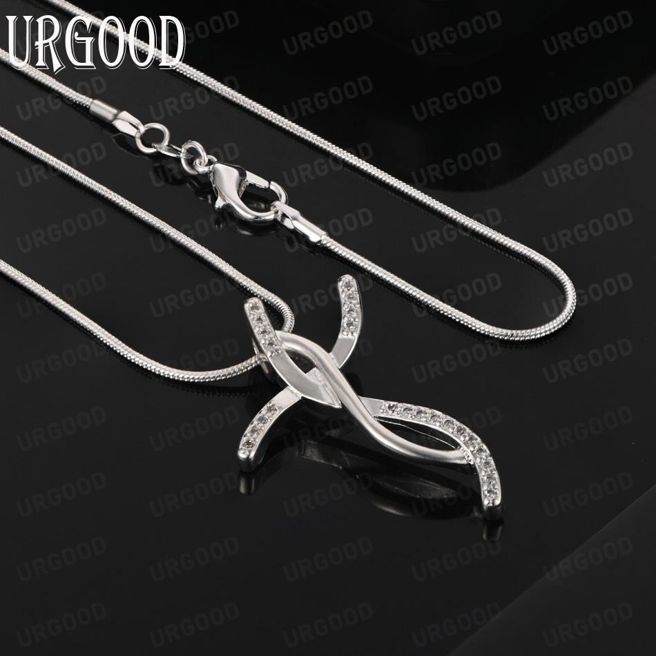 925 Sterling Silver Fashion AAA Zircon Geometric Pendant Necklace Wedding Jewelry