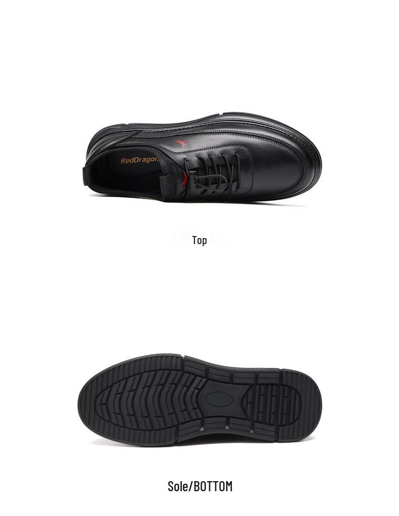 Red Dragonfly Men's 2025 Autumn Waterproof Leather Sneakers - Soft Sole Black Casual Shoes