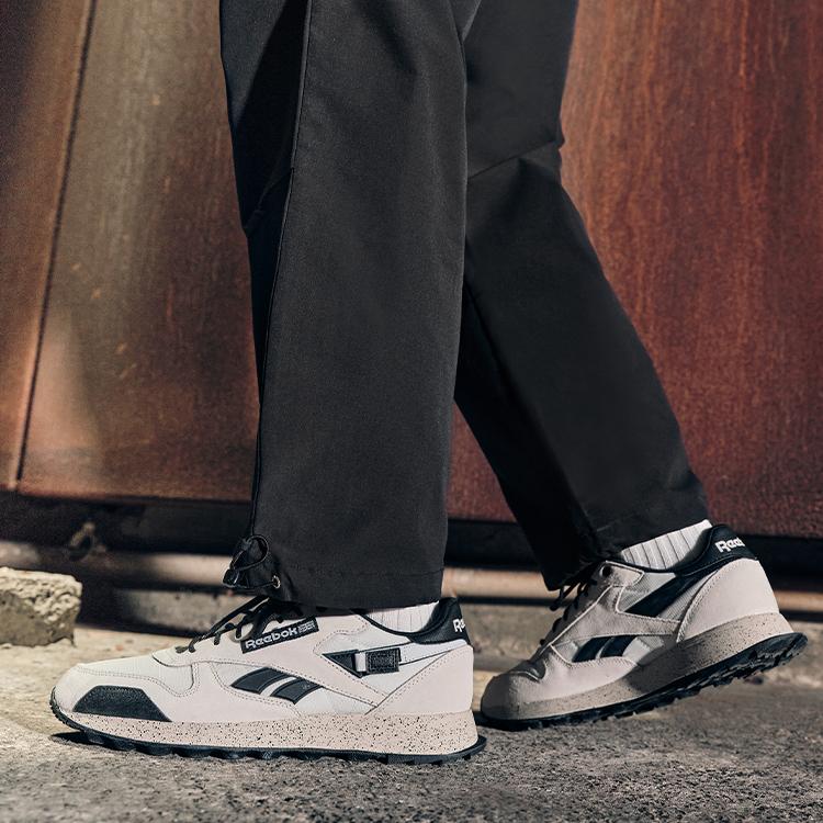 Reebok Классические кожаные утепленные кроссовки-белые чисто-серые кроссовки унисекс Обувь-белый основной-черный 100074286