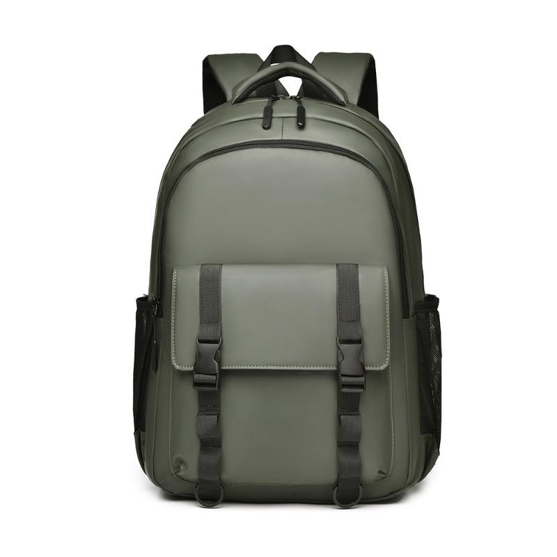 

Мужской рюкзак Водонепроницаемый кожаный рюкзак для компьютера Простой повседневный уличный студенческий зелёный