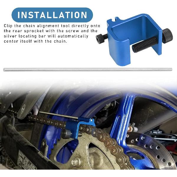 Chain Alignment Tool For Motorcycle, 08-0048 Aluminum Sprocket Chain Adjustment Tool, Quick & Accurate Professional Chain Alignment Tool Suitable For