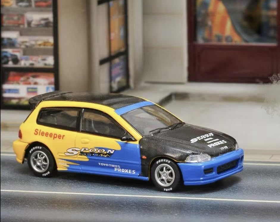 

Уличный боец Honda Civic EG6 spoon sport spoon 1/64 синий