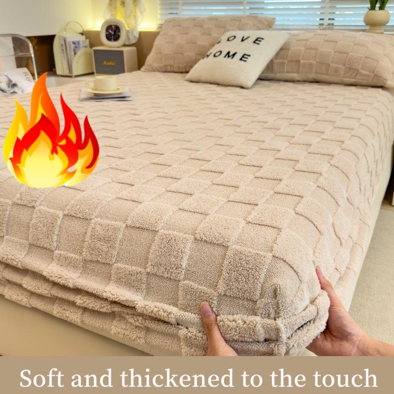 

2025 Новая однотонная простыня на резинке из флиса Тафу Домашний защитный чехол для матраса Нескользящая цельная без наволочки 90x200x25cm